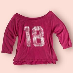 Y2K 2000s Abercrombie & Fitch Off The Shoulder 3/4 Sleeve Top Grunge Size Small